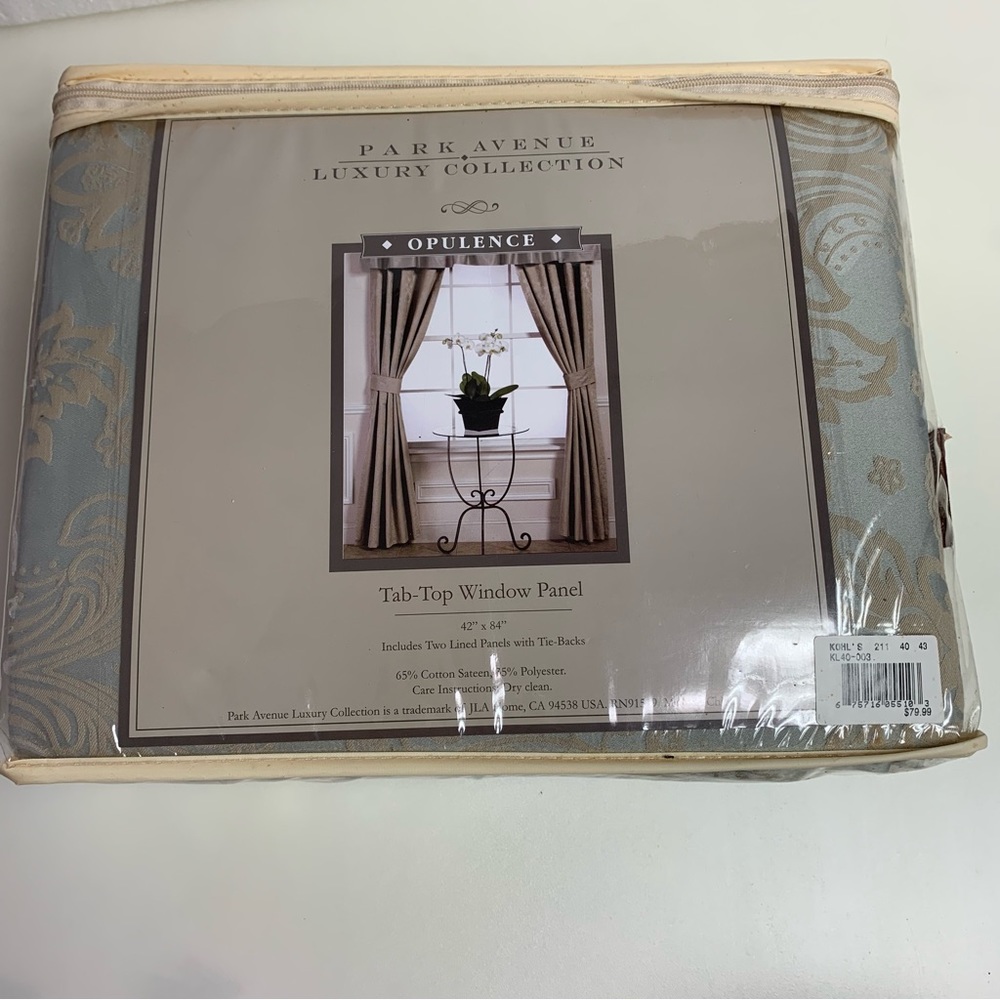 Park Avenue Luxury Collection Window Panels With Tie Backs 42”x84” Curtains